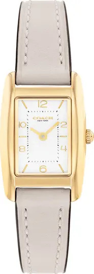 Saddle Rectangular Leather Strap Watch, 20mm x 30mm | Nordstrom
