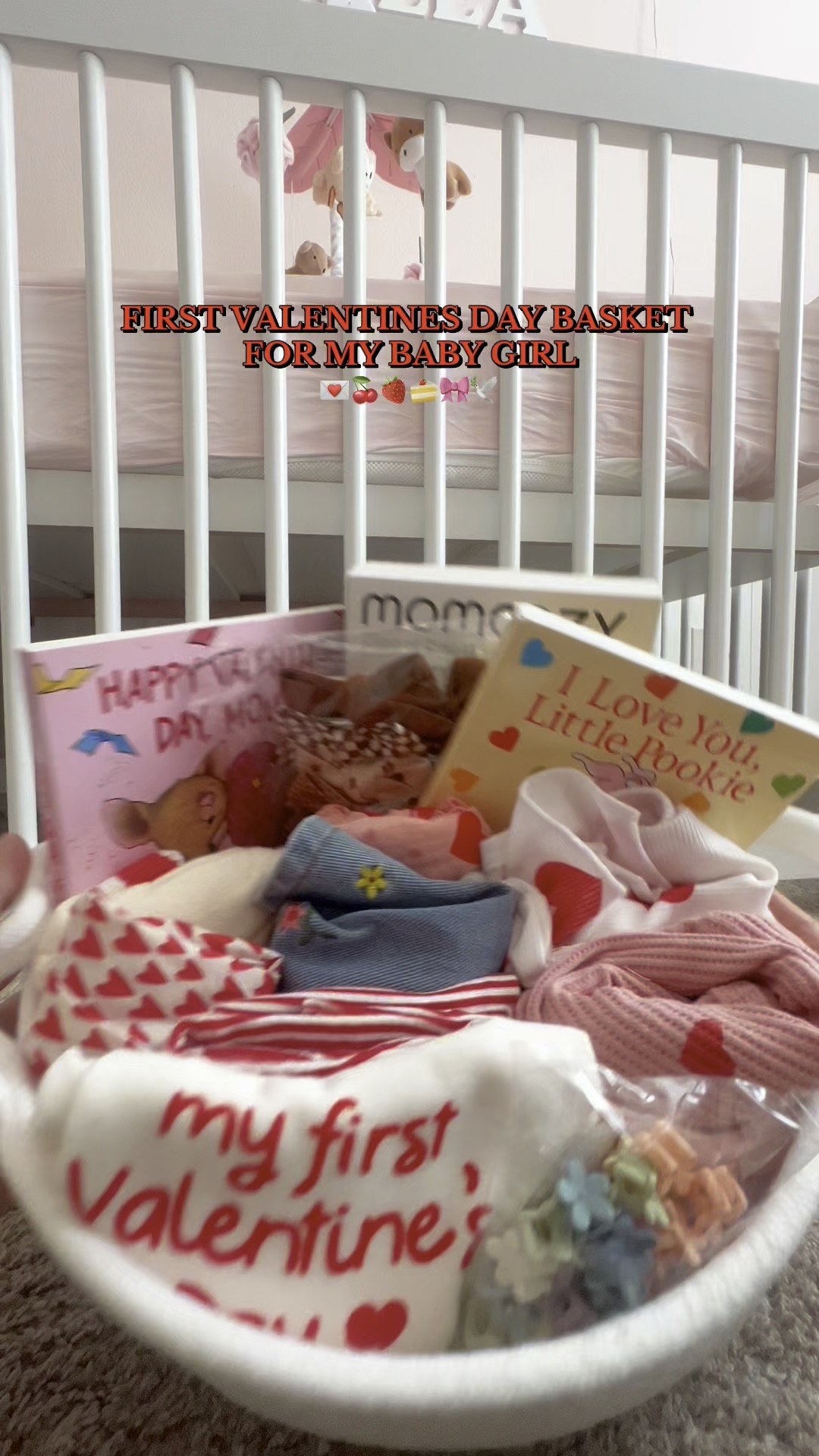 Build our Valentine’s Day basket for baby girl with me 💌 my little valentine!! 

All affordable finds for her basket - listed below! I’ll 🔗 on LTK

1st bubble - gifted
Matching heart sweaters - @shein_us 
2nd heart bubble - @amazon from Zia @_jennatals_ 
3rd heart bubble - shein
Ruffle heart onesie - Amazon
Embroidered overalls - shein
My 1st Valentines Outfit - @carters 
Pink footie pajama set - @momcozy 
Bows & clips - @sheinofficial 
Books - @amazonfinds 