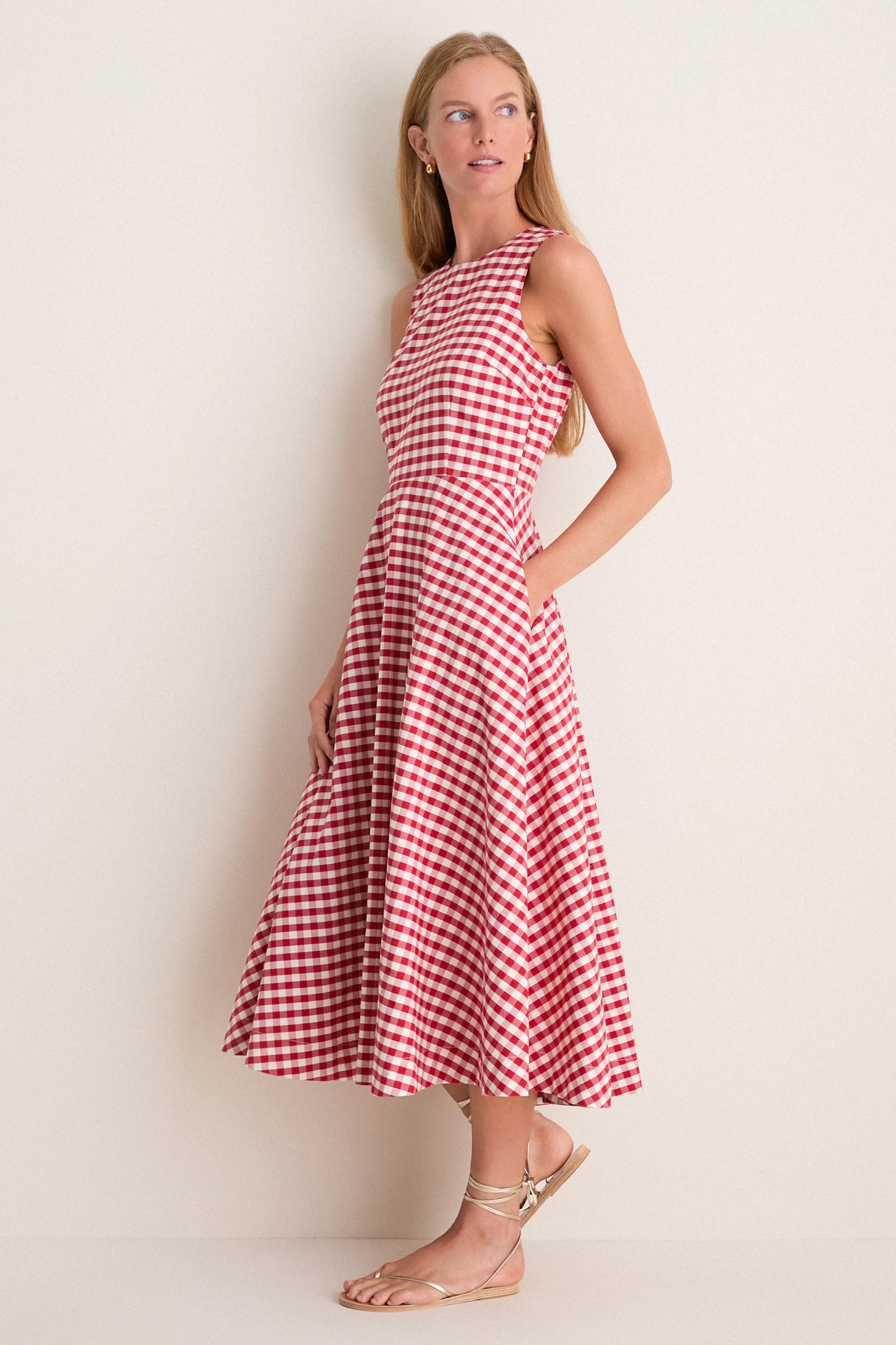 Apple Red Gingham Stella Midi Dress | Tuckernuck (US)