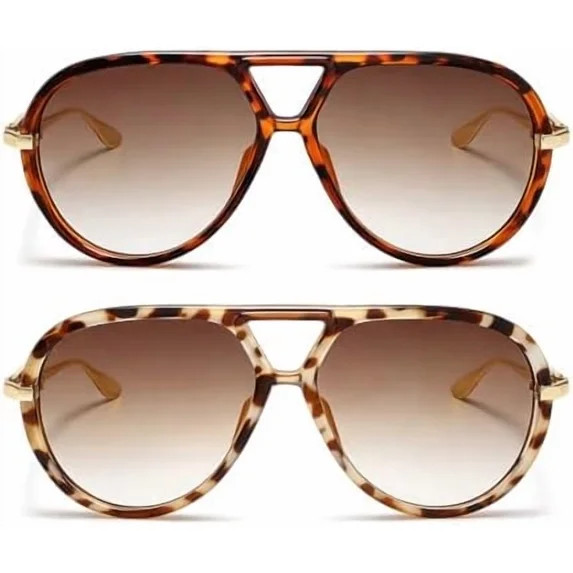 Aviator Sunglasses, UV400 Protection, Gradient Lenses, Tortoiseshell Frames, Fashion Eyewear | Walmart (US)