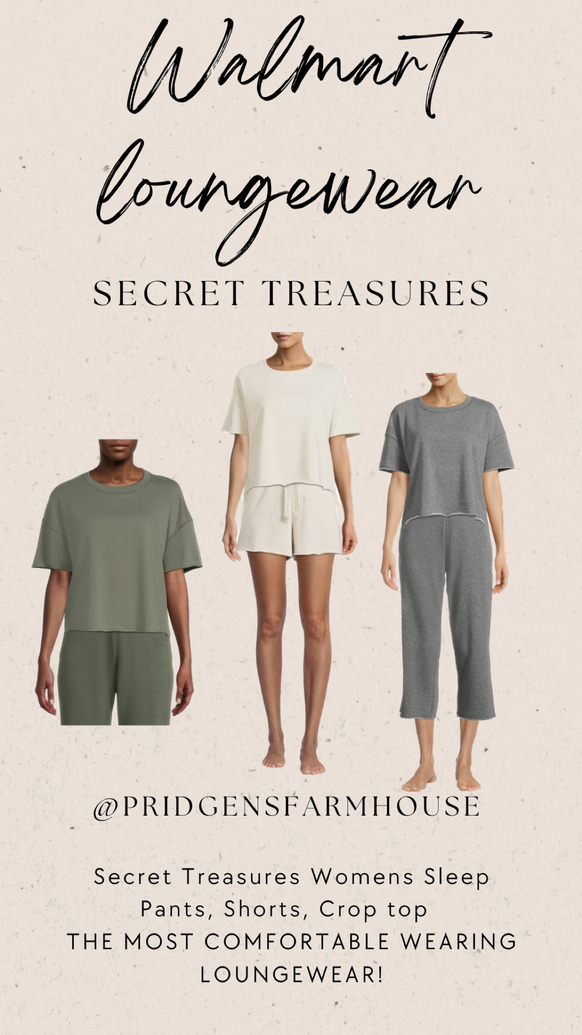 SECRET TREASURES sleep/lounge wear at Walmart is hands down the MOST COMFORTABLE wearing sets I have owned!  Can be worn as casual or pajamas.

I wear a size SMALL in this brand. It does run a tad big so I sized down from my normal Medium.


#walmart #comfort #sleepwear #loungewear

#LTKunder50 #LTKstyletip #LTKsalealert