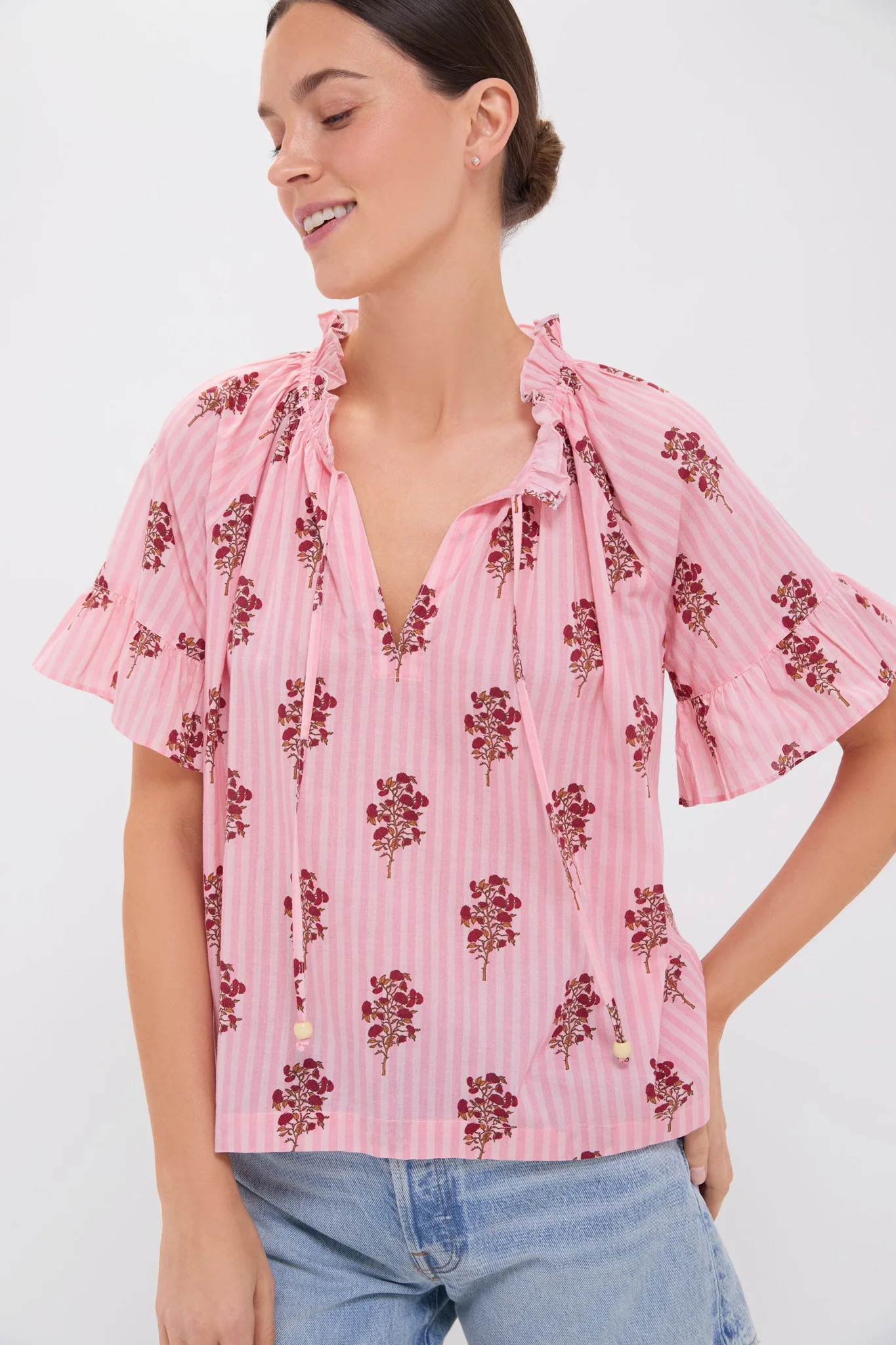 Blush Striped Bouquet Cassis Top | Tuckernuck (US)