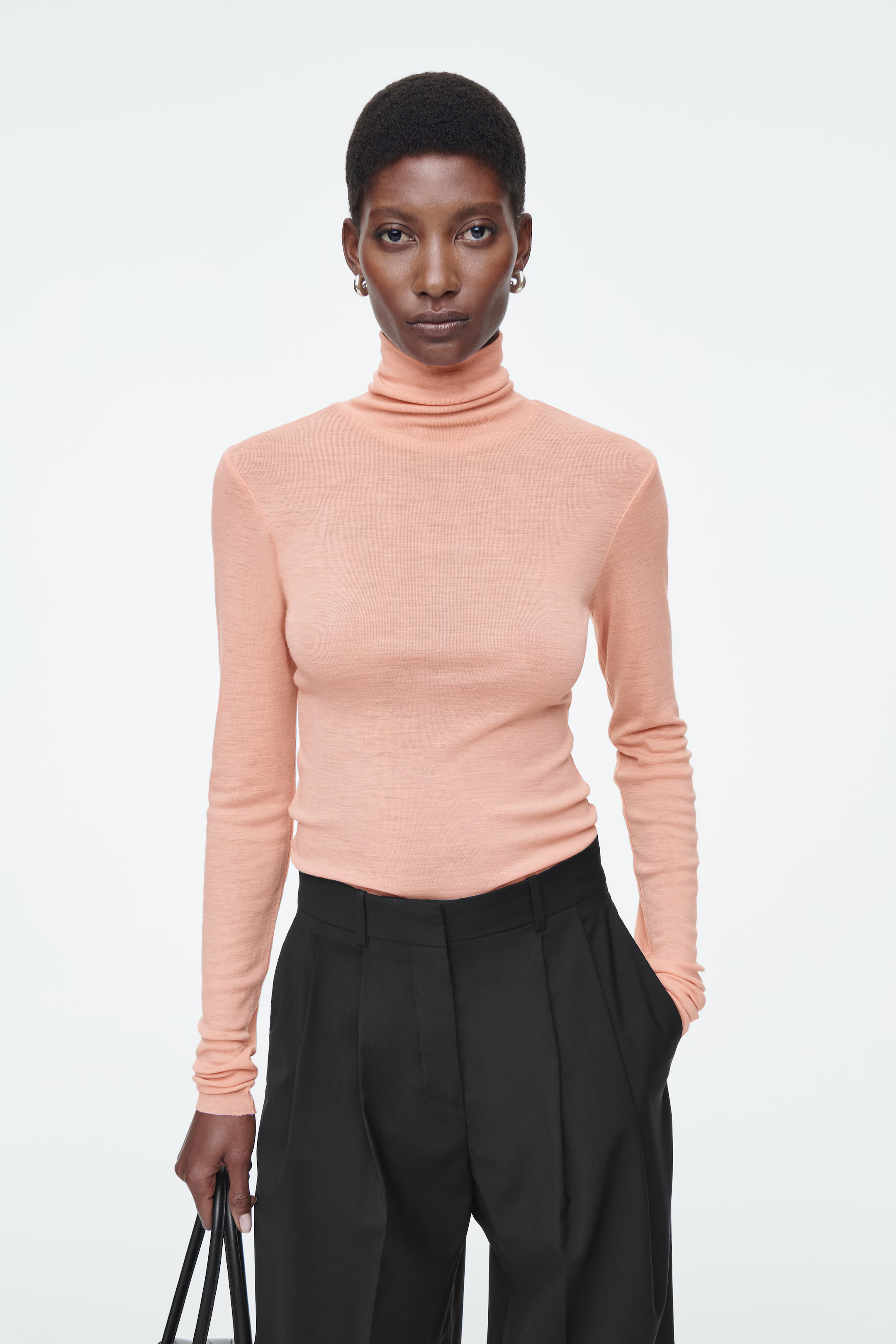 MERINO WOOL TURTLENECK TOP - APRICOT | COS (AU)
