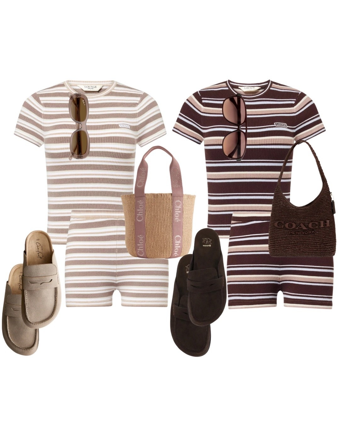 Stripe Co-ord sets, summer casual outfit, holiday outfit, Lounge, Birkenstock loafers, raffia bag, tote, sunglasses.

#LTKsummer #LTKeurope #LTKstyletip