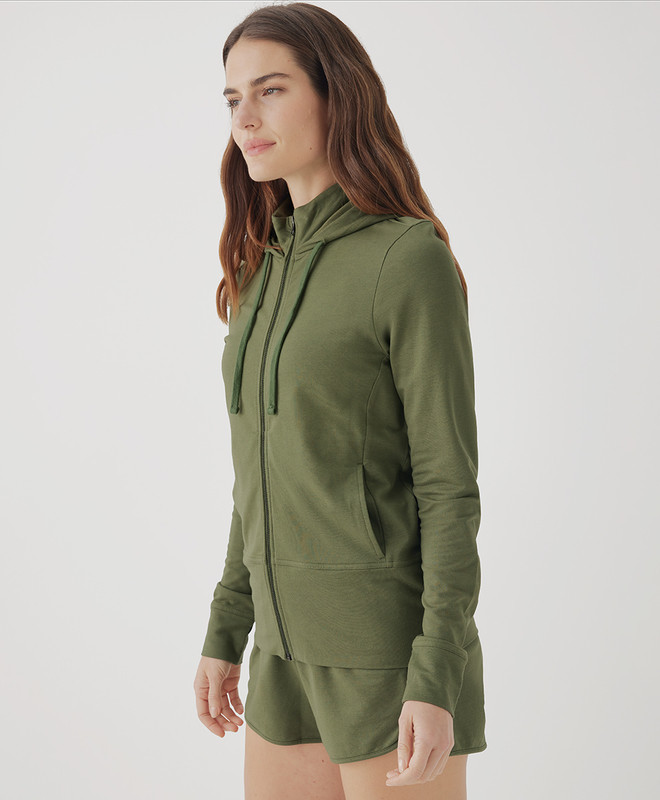 Women’s Stretch French Terry Snug-fit Zip Hoodie made with Organic Cotton | Pact | Pact Apparel