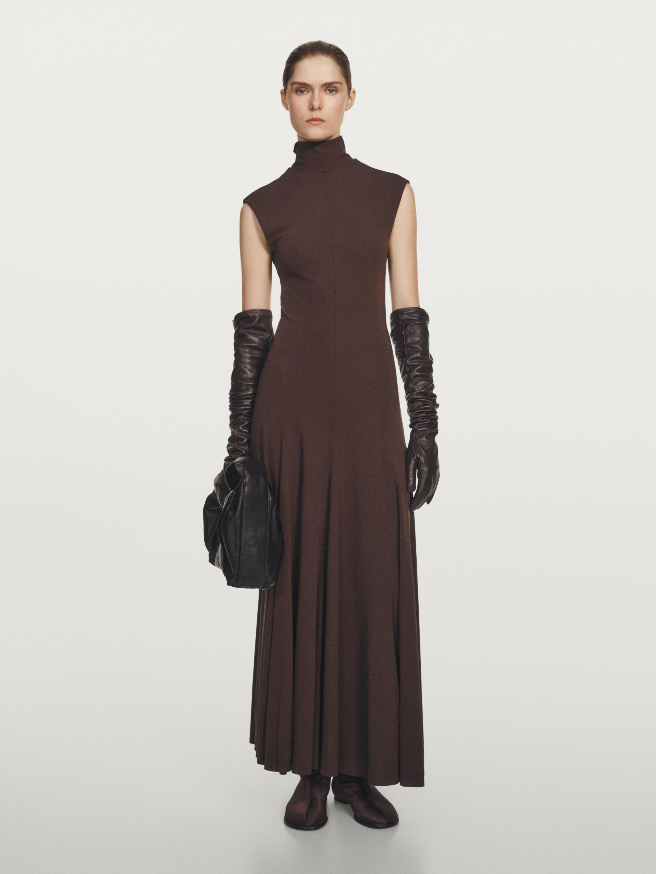 Long high neck dress - STUDIO | Massimo Dutti UK
