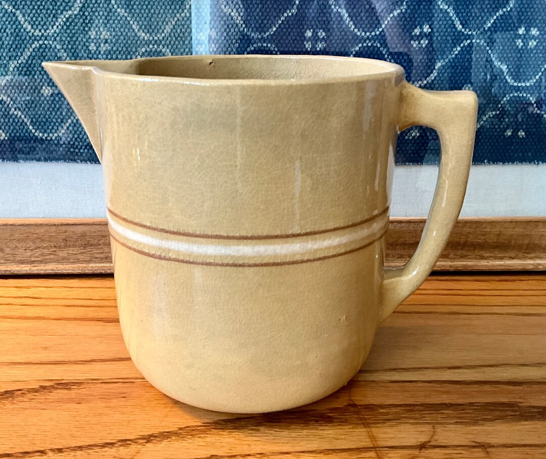 Antique Yellowware 6-inch Pitcher Brown and White Stripes Great Condition - Etsy | Etsy (US)