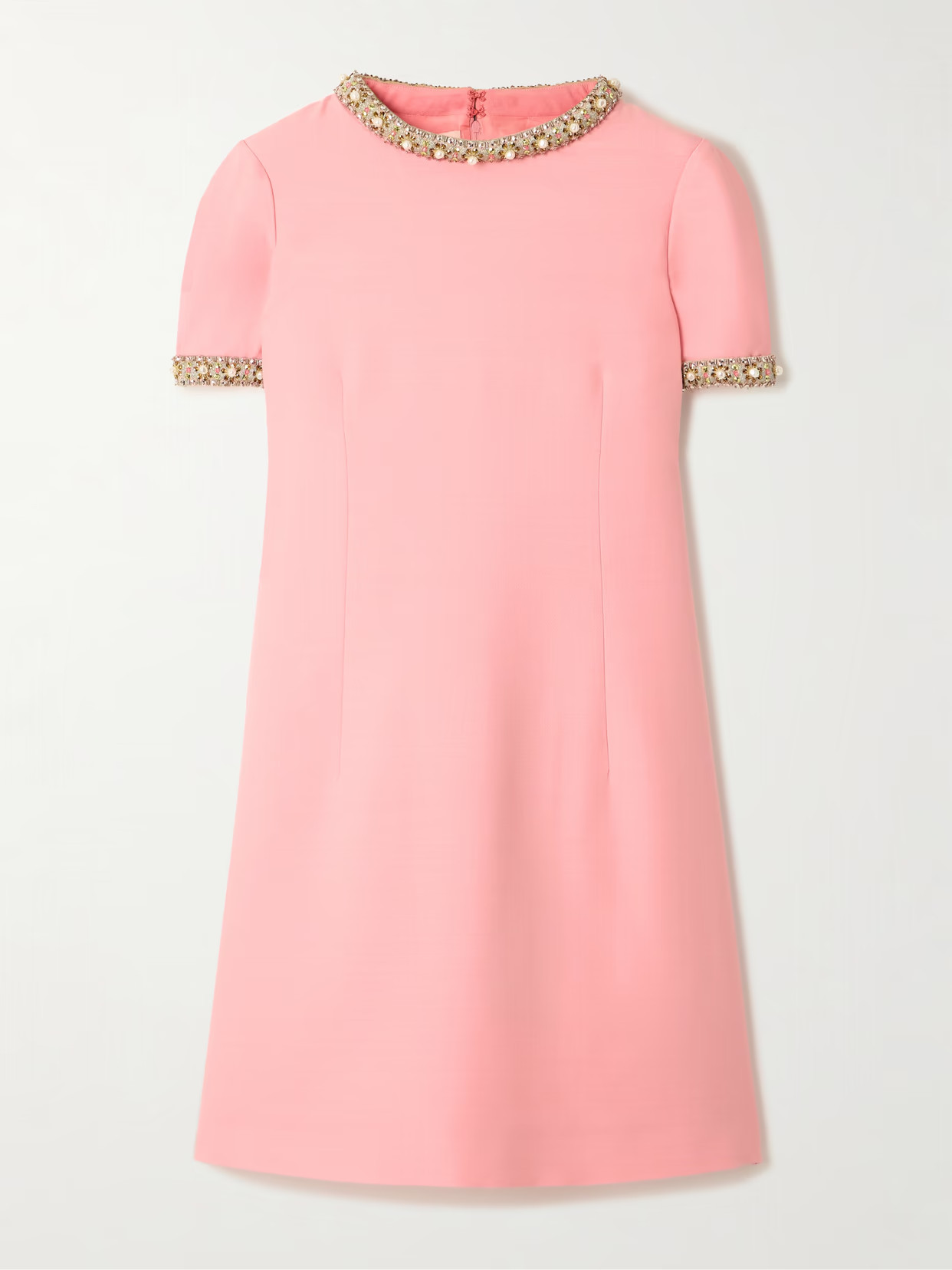 Valentino Garavani - Embellished Wool And Silk-blend Crepe Mini Dress - Pink | NET-A-PORTER (US)