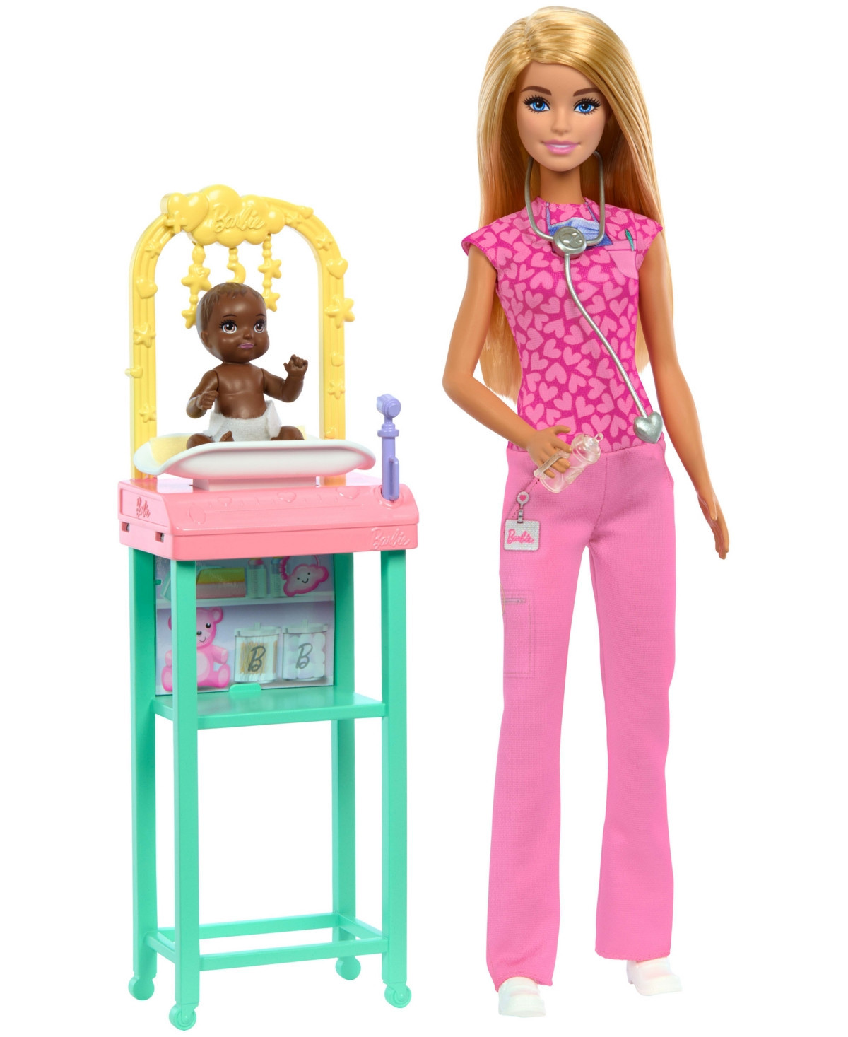 Barbie Baby Doctor Doll with Blonde Fashion Doll, 1 Baby Doll, Furniture & Accessories - Multi-Color | Macy's