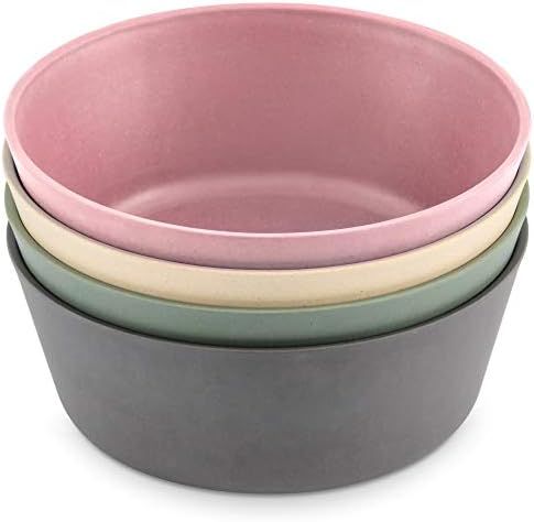 WeeSprout Bamboo Bowls (Pink, Green, Gray, & Beige, 10 Oz (Without Lids)) | Amazon (US)