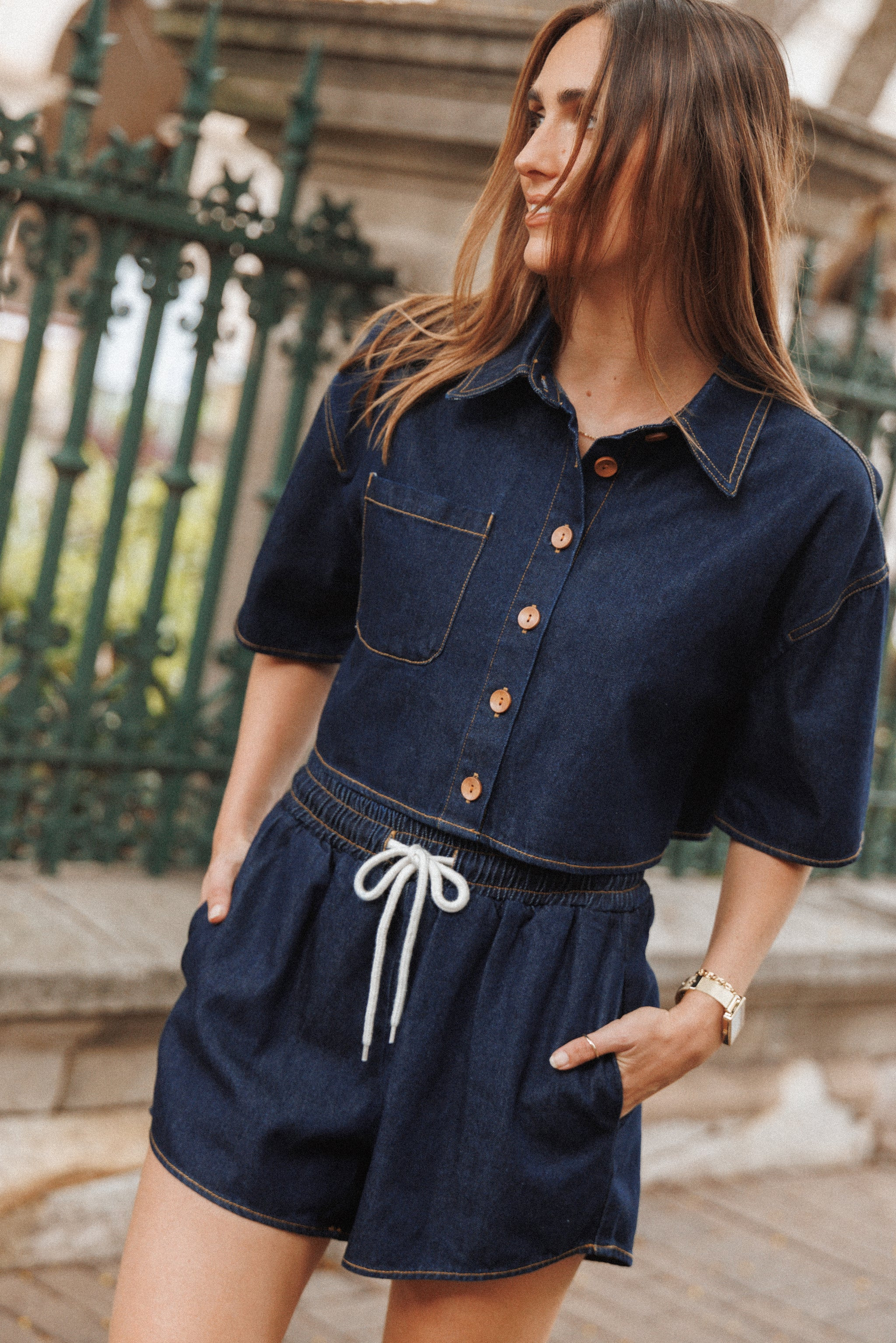 Bels Denim Short Set - Indigo | Petal & Pup (AU)