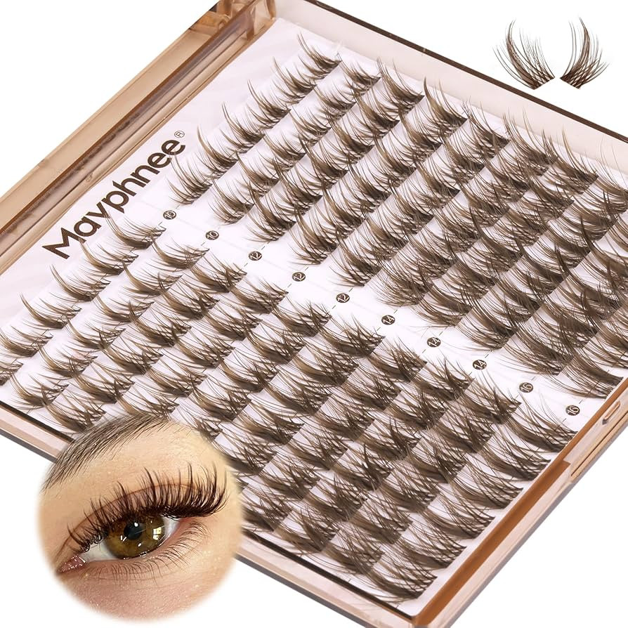 Brown Lash Clusters Wispy Eyelash Extensions Dark Brown Lash Extensions 10-16MM DIY at Home CC Cu... | Amazon (US)