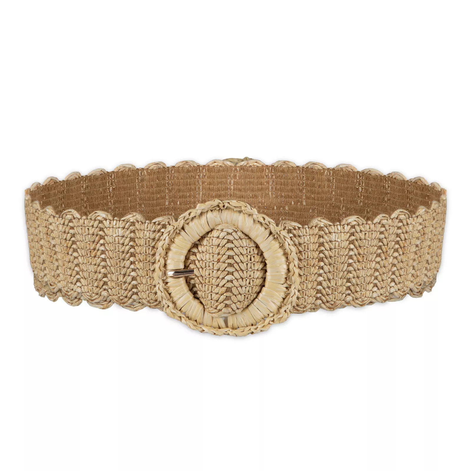 Women's LC Lauren Conrad Scalloped Edge Straw Slider Belt, Size: XL, Natural | Kohl's
