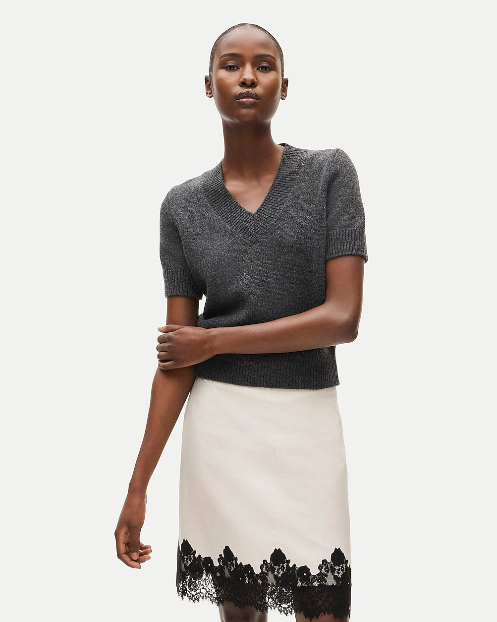 Short-sleeve V-neck sweater in vintage wool | J. Crew US