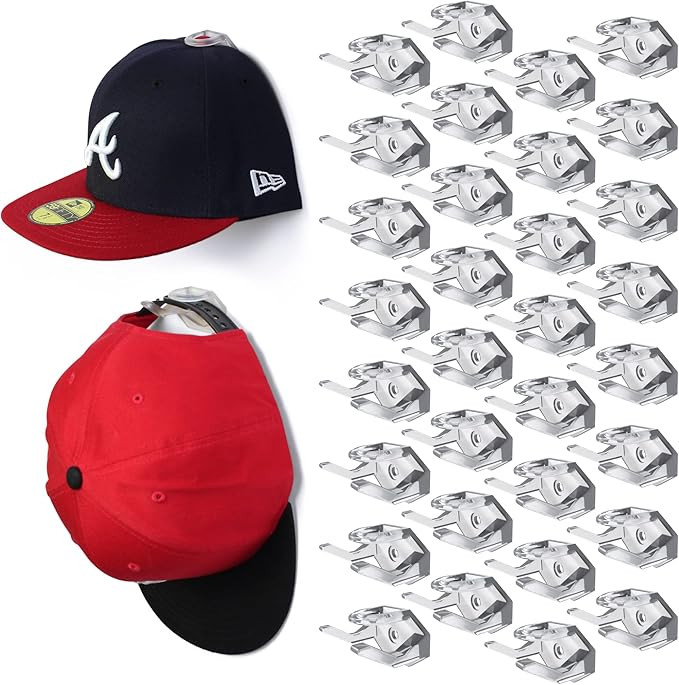 Modern JP Adhesive Hat Hooks for Wall (32-Pack) - Hat Rack for Baseball Caps, Minimalist Hat Disp... | Amazon (US)