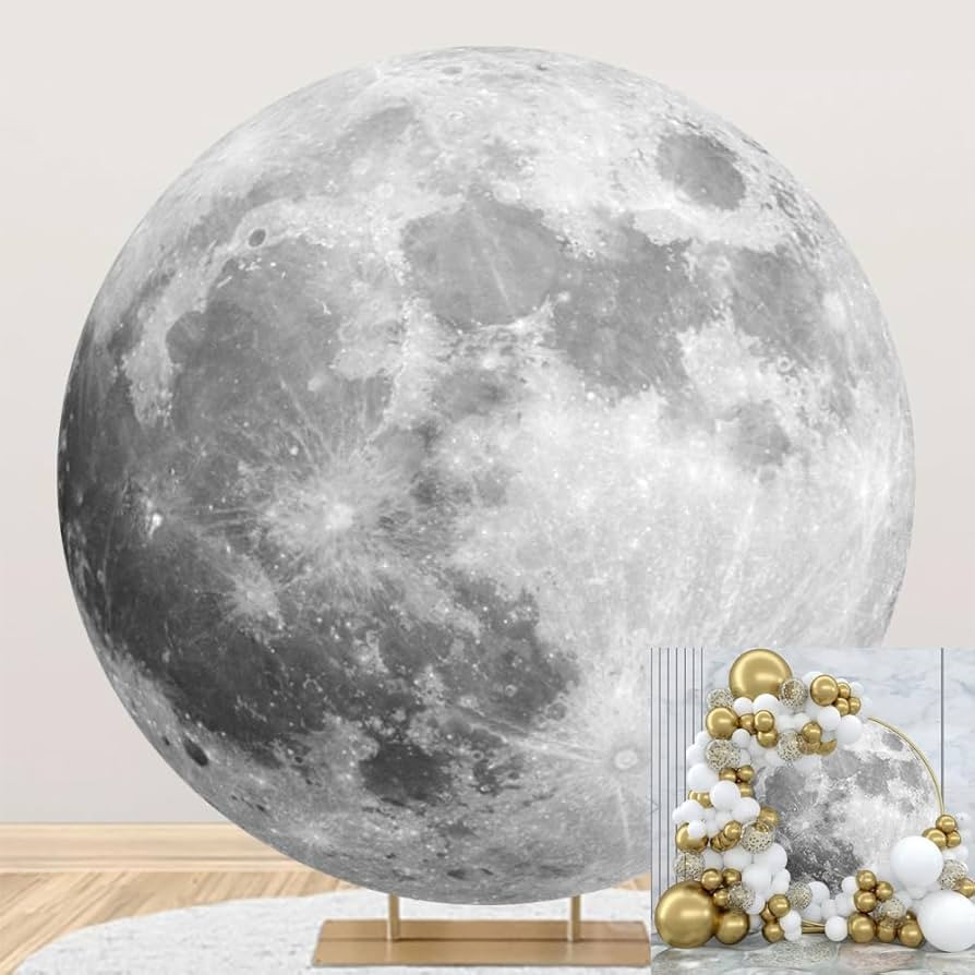 Diameter 5ft Outer Space Round Backdrop Cover Universe Moon Surface Mysterious Fantasy Cosmic Pla... | Amazon (US)