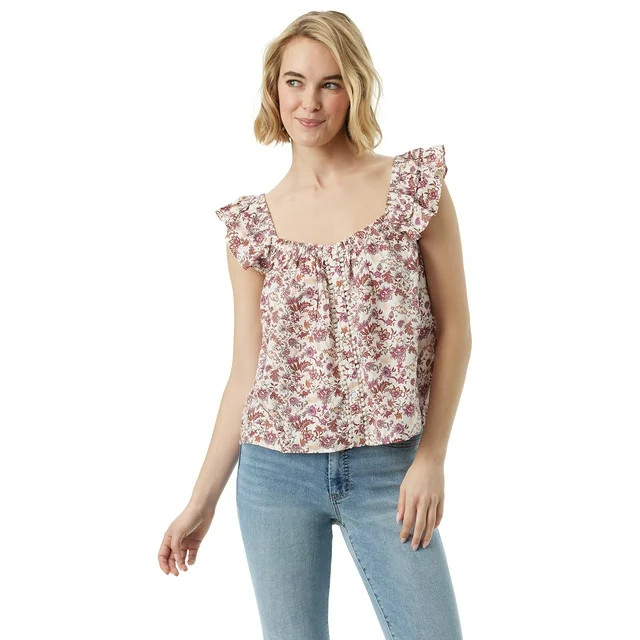 Jessica Simpson Women's and Women's Plus Flutter Sleeve Top - Walmart.com | Walmart (US)