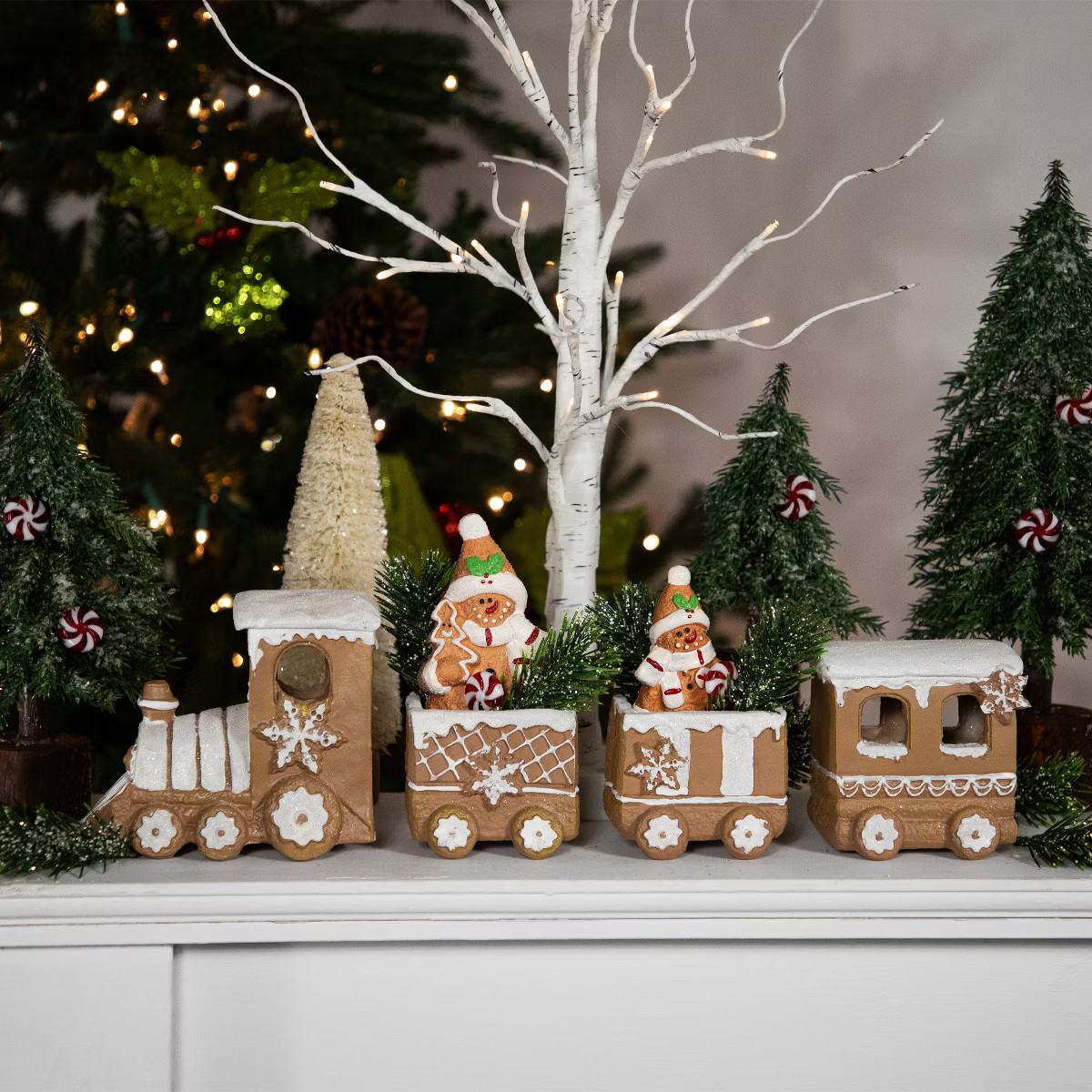 Northlight 4-Piece Frosted Gingerbread Train Christmas Decoration 5.5" | Target