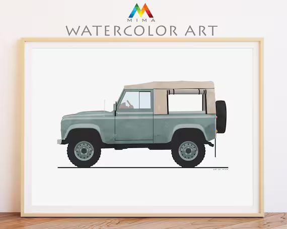 Classic SUV Car Printable Wall Art Land Rover Defender Blue | Etsy | Etsy (US)