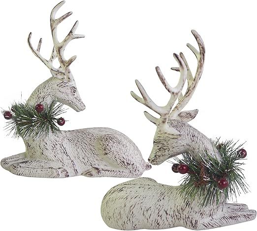 Benzoyl Christmas Reindeer Decoration Sitting Reindeer Figurine Deer Table Top Figurine Statue Re... | Amazon (US)