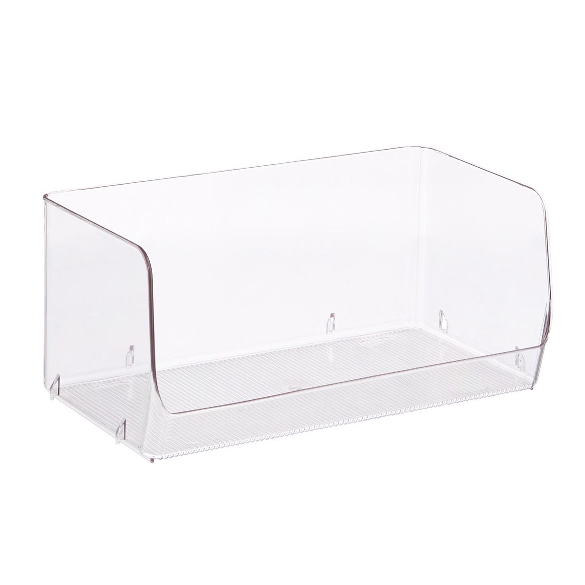 iDESIGN Linus Wide Open Stacking Bin Clear | The Container Store