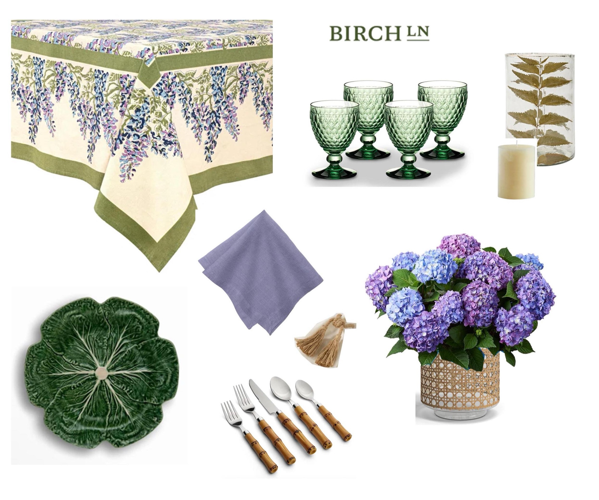 A summer hydrangea summer tabletop design with items from @birchlane - currently up to 40% off and free shipping with their F&F sale! #mybirchlane #birchlanepartner