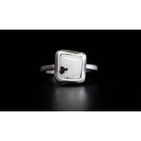 Size 5 - Geometric White Buffalo Turquoise Sterling Silver Stacker Ring | Nevada Mine Rectangular Sq | Etsy (US)