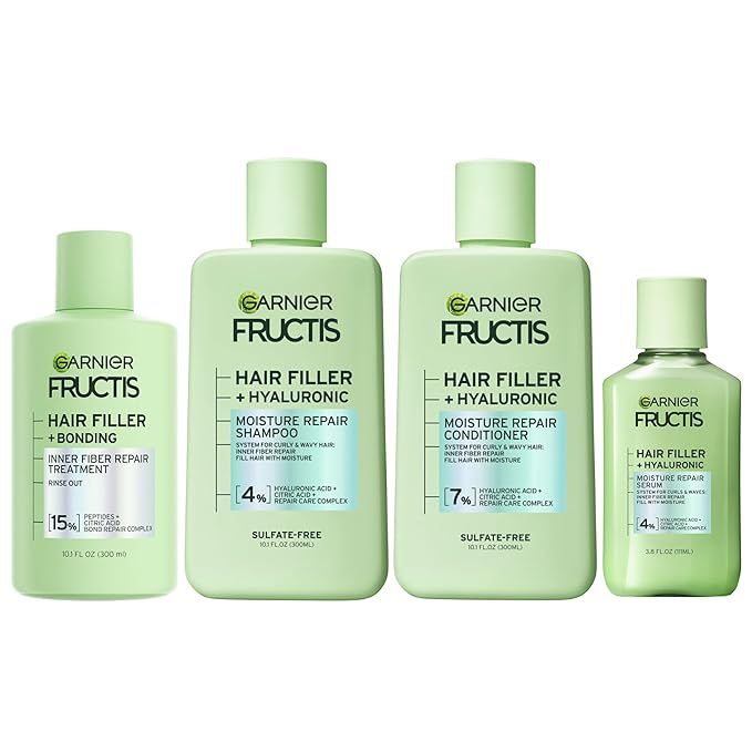 Garnier Fructis Hair Filler Bonding Pre-Shampoo + Moisture Repair Shampoo, Conditioner and Serum ... | Amazon (US)