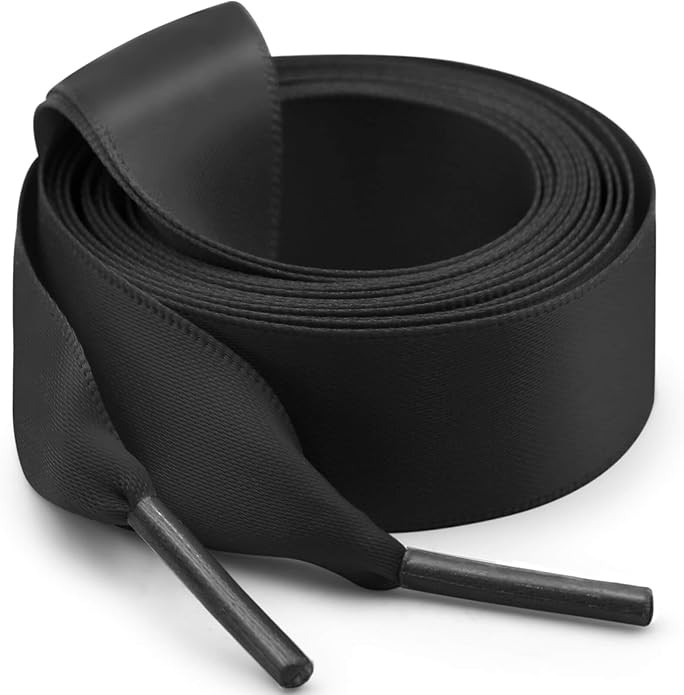 Flat Satin Ribbon Shoelaces: 2cm Wide Silk Shoe Laces for Women -2 Pair | Amazon (US)