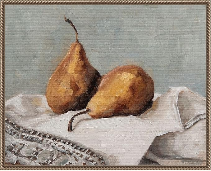 Amanti Art Framed Canvas Wall Art Print (28x23) Pair of Pears II by Marian Parsons Float Framed C... | Amazon (US)