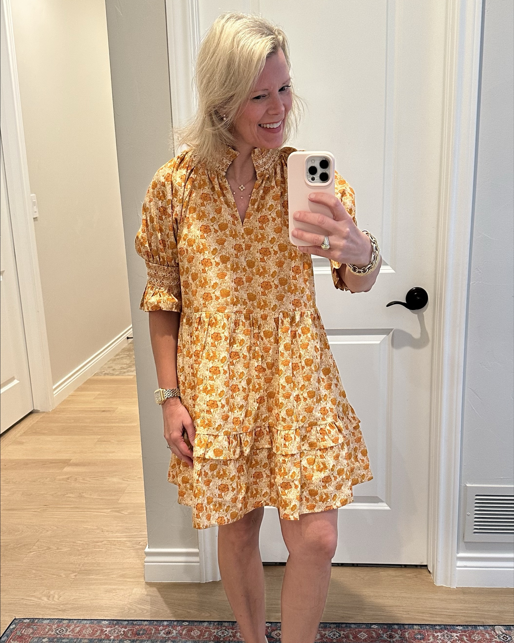 Super cute dress for fall! Perfect for when you want something with autumn tones, but still want to stay cool. The cut is so cute and flattering. I initially ordered an extra small, but I think a small would be better because the sleeves run a little tight. The price point is great and the quality is fantastic!

#LTKSeasonal #LTKStyleTip