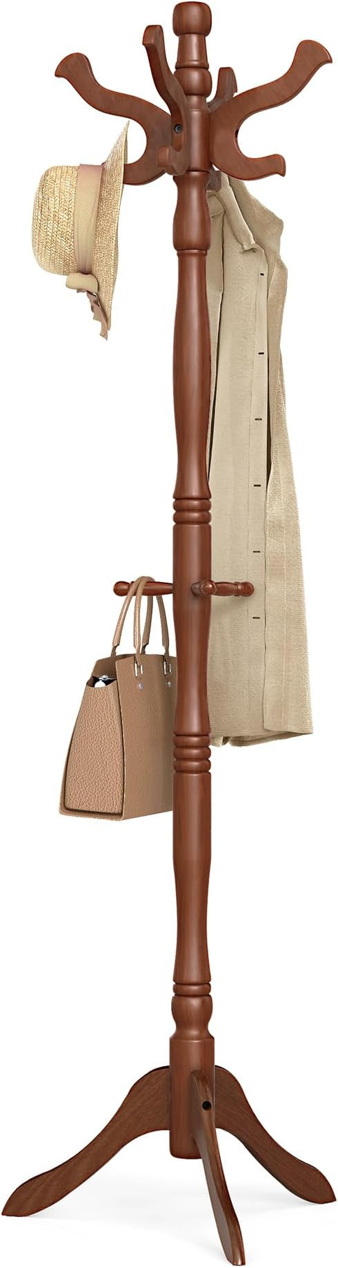VASAGLE Coat Stand, Solid Wood Freestanding Coat Rack with 11 Hooks, Hall Tree for Bags, Purses, ... | Amazon (US)