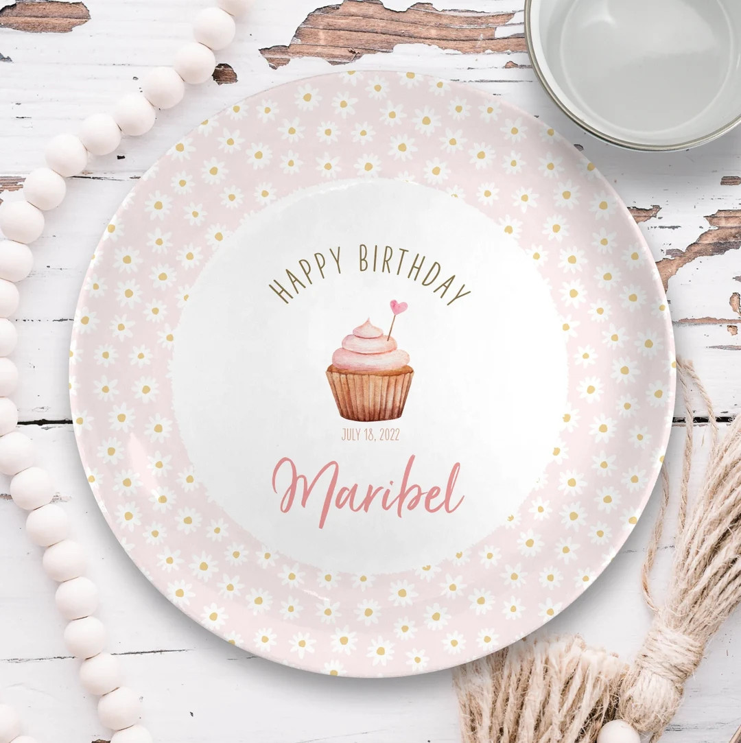 Dainty Daisy Birthday Plate • Ceramic Personalized Birthday Plate and Mug • First Birthday Gi... | Etsy (US)