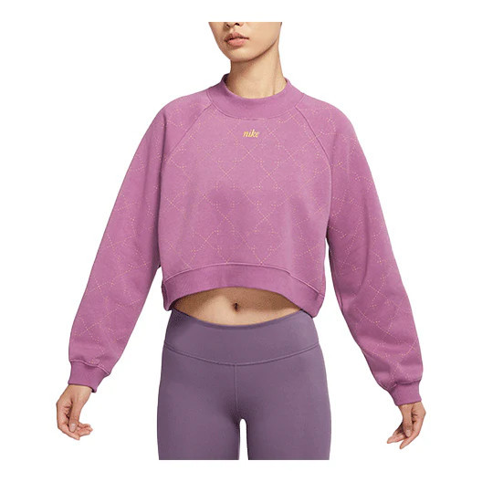(WMNS) Nike Athleisure Casual Sports Fleece Lined Short Round Neck Pullover Purple Red Hoodie Violet | KICKS CREW