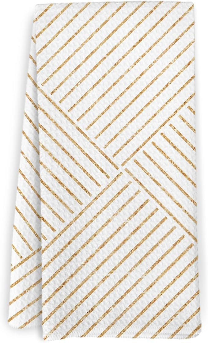 Amazon.com: KFXHANGD Boho Line Kitchen Towels, Mid Century Modern Dish Towels, Boho White Gold De... | Amazon (US)
