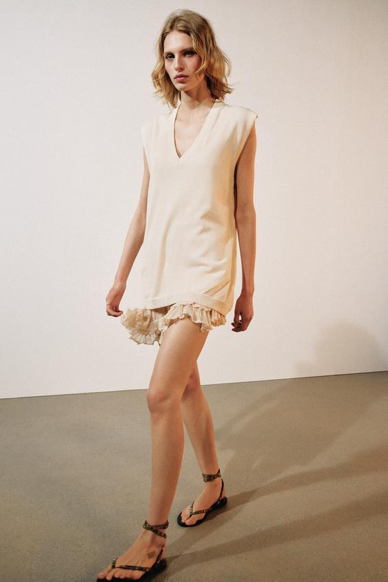 LONG COMBINED KNIT WAISTCOAT | Zara UK
