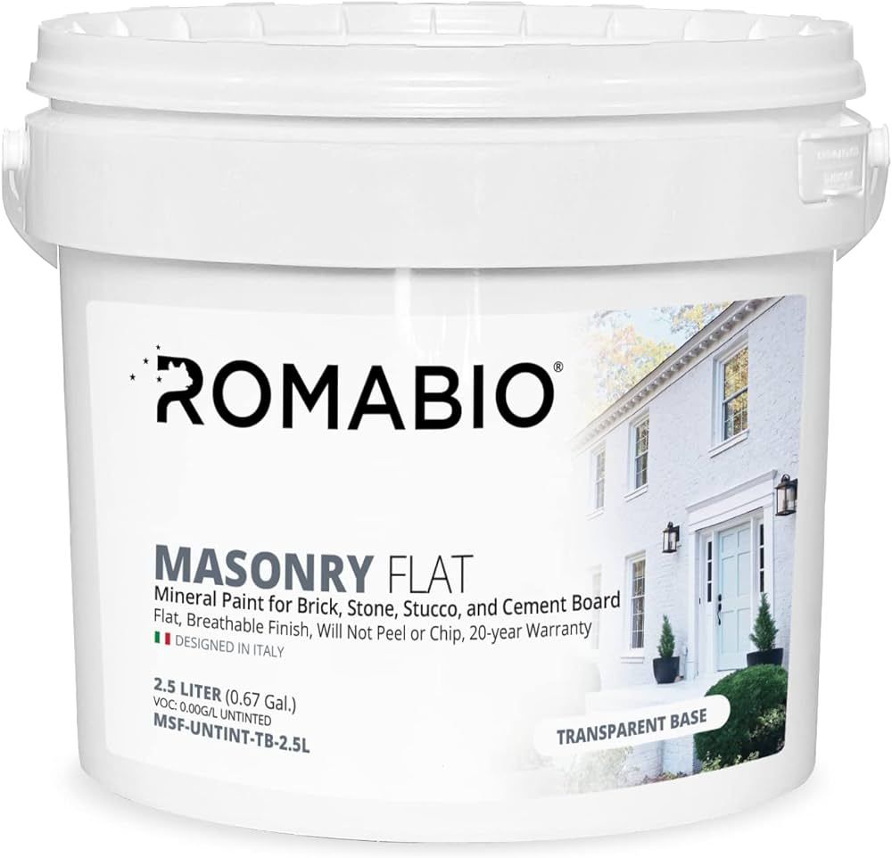 Romabio Masonry Flat, Mineral-Based Masonry Paint for Brick, Stone, Hardie Board, and Stucco, Ric... | Amazon (US)