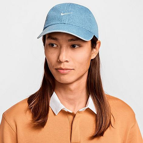 Nike Club Unstructured Denim Strapback Hat in Blue/Aegean Storm Size S/M 100% Cotton/Denim | Finish Line (US)