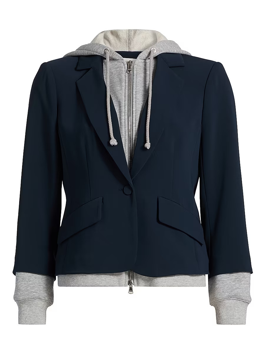 Women's Le Petit Khloe Zip-UpBlazer - Navy Heather Grey - Size 6 | Saks Fifth Avenue