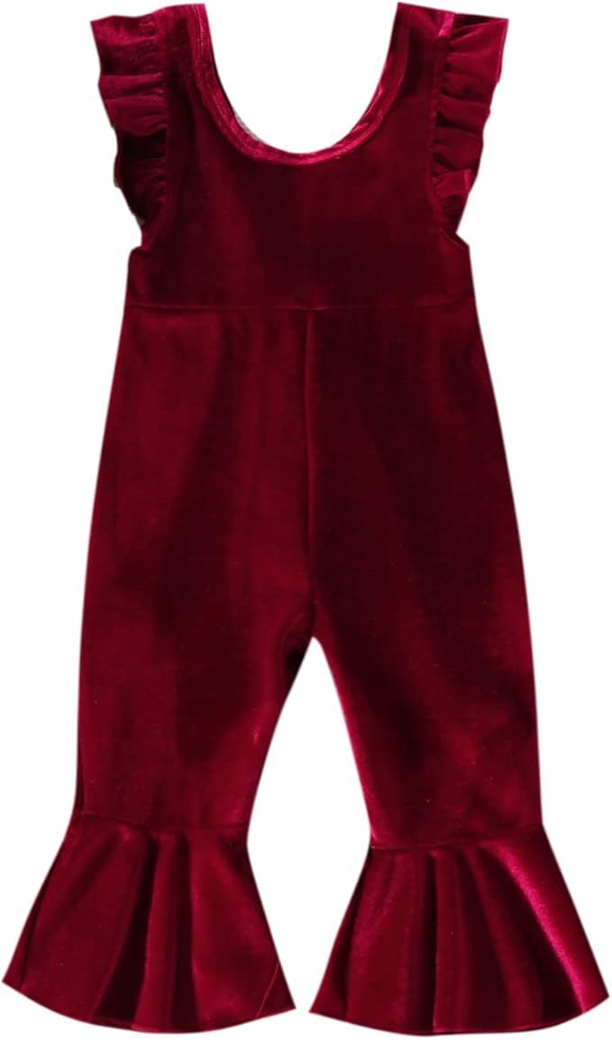 Infant Toddler Baby Girl Velvet Romper Jumpsuit Overalls Bell Bottom Pants Fall Suspender Legging... | Amazon (US)