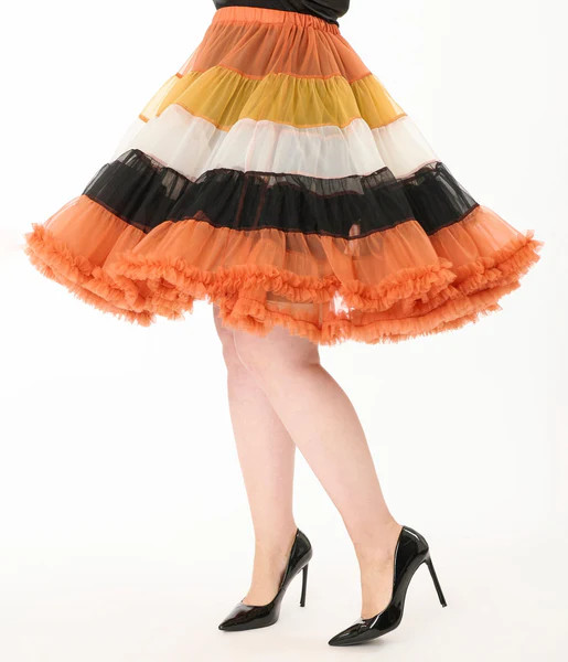 Unique Vintage Plus Size 1950s Style Candy Corn Stripe Ruffled Petticoat Crinoline | UniqueVintage