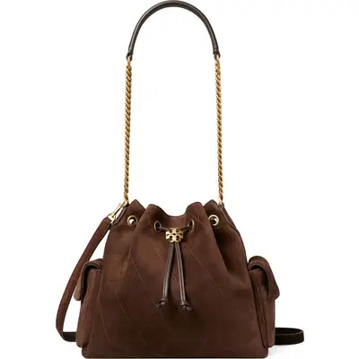 Tory Burch Charlie Quilted Suede Drawstring Bag in Toffee at Nordstrom | Nordstrom