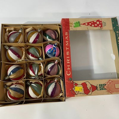 Vintage Fantasia Polish Mercury Glass Striped Christmas Ornamets 12pc | eBay US