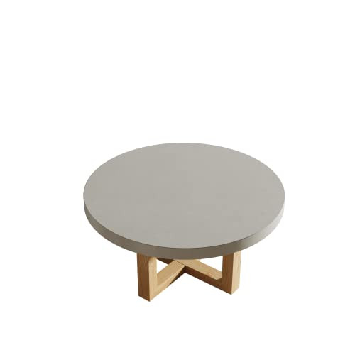 BULUXE 31" Round Industrial Coffee Table for Living Room, Concrete Gray Center Tea Table with Cro... | Amazon (US)
