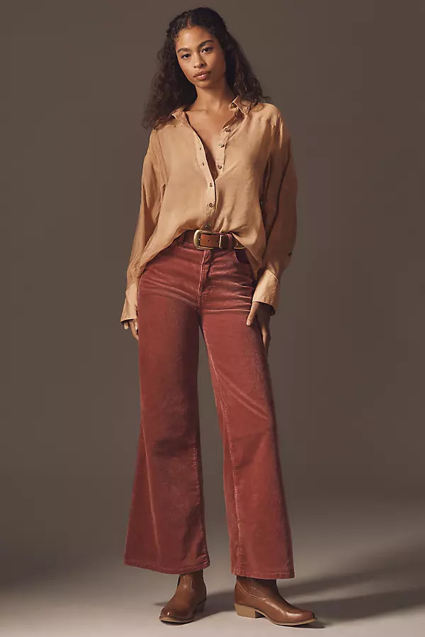 The Robbie Corduroy High-Rise Flare Jeans by Pilcro | Anthropologie (US)