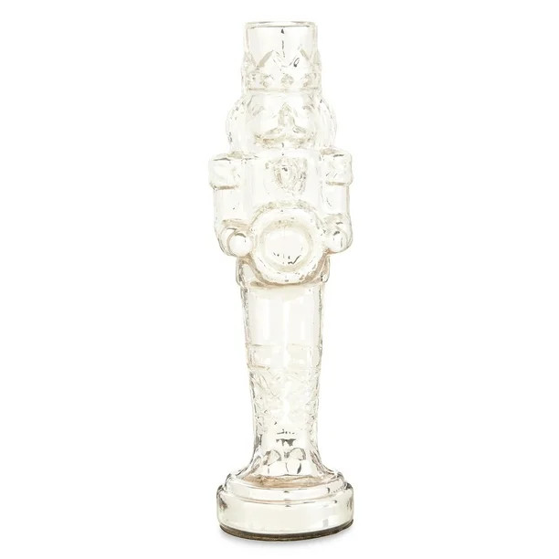Holiday Time Christmas Shiny Silver Glass Nutcracker Tabletop Decoration, 12.5-Inch - Walmart.com | Walmart (US)