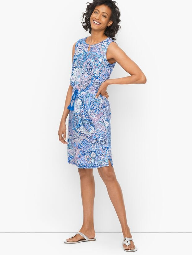 Jersey Tie Waist Dress - Dreamy Paisley | Talbots