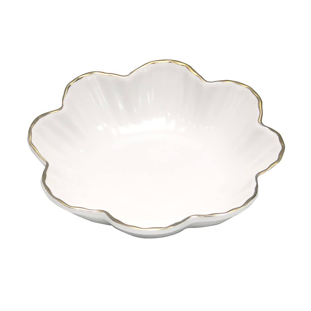 Porcelain Serving Dish,Ceramics Flower Relish Tray with Metallic Rim,Serving Bowls for Wedding,Pa... | Amazon (US)