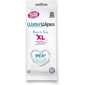WaterWipes XL Unscented, No-Rinse, Textured Bath Wipes for Sensitive & Newborn Skin, 1 Pack (16 Coun | Amazon (US)