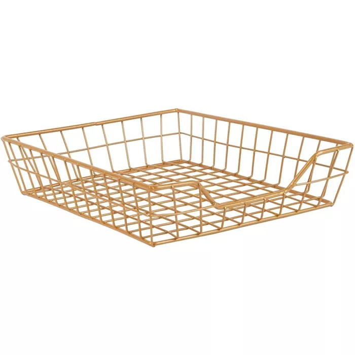 Juvale Gold Iron Stackable Desk Paper Tray Organizer for Letter, Files & Documents, 12.7x10x2.7 i... | Target